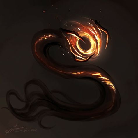 Snake Magic Art, Black Hole Monster, Fire Monster, Cosmic Entity, Creature Drawings, Fantasy Creatures Art, Scary Art, Monster Design, Creature Concept Art