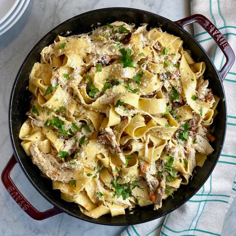 Pappardelle Carbonara, Paparadelle Recipes, Chicken And Pappardelle, Chicken Parpadelle Recipes, Parpadelle Pasta Homemade, Chicken Pappardelle Recipes, Pappardelle Recipes Chicken, Paparadelle Recipes Noodles, Papadeli Pasta Recipes