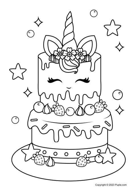 Print your Big and Beautiful Unicorn Cake Coloring Page for Free. ✓ High Quality Coloring Page. ✓ 100% Free to Use. ✓ Easy to Print or Download. Get Creative! Cake Coloring, Happy Birthday Coloring Pages, Family Coloring Pages, Cartoon Food, Disney Princess Coloring Pages, Unicorn Drawing, Birthday Coloring Pages, Unicorn Pictures, Unicorn Colors