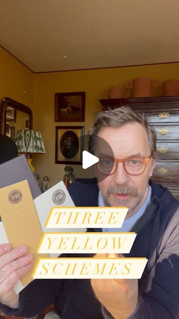 Farrow & Ball on Instagram: "Today @paddy_od_1 is sharing three schemes using three of our different yellows to inspire those of you who may be nervous to use these shades. Do you need further decorating advice? Ask away in the comments.   1. A classic hallway scheme of #Hay on the walls paired with #CardRoomGreen on the staircase with #JamesWhite on the ceiling and trim 2. Great for a small kitchen, opt for #Babouche on the lower cabinets and take #SchoolHouseWhite across everything else including the walls and woodwork 3. A calming bedroom scheme of #Cane on the walls paired with #OffWhite on the ceiling. Use #TannersBrown as an accent to bring this combination to life   #FarrowandBall #paintcolours #yellowinteriors" Yellow Hall Stairs And Landing, Sudbury Yellow Farrow And Ball Kitchen, Hay Farrow And Ball Bedroom, Farrow And Ball Hay Bedroom, Farrow And Ball Yellow Living Room, Farrow And Ball Babouche Yellow, Farrow And Ball Dorset Cream, Dutch Orange Farrow And Ball, Cane Farrow And Ball