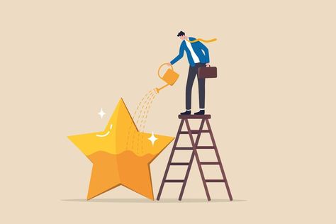 Profile Pictures Instagram, Conceptual Illustration, Golden Star, Business Illustration, Motivation Success, Get High, Success Business, Business Man, Vector Art