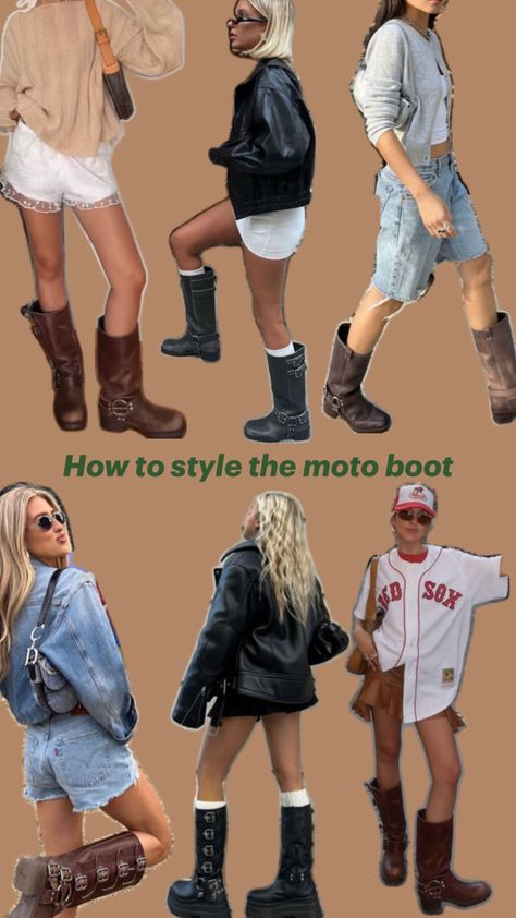 Moto Boots Outfit, Biker Boots Outfit, Techno Outfit, Outfit Botas, Fall Boots Outfit, Winter Boots Outfits, Biker Outfit, Weekend Outfit, Autumn Outfit