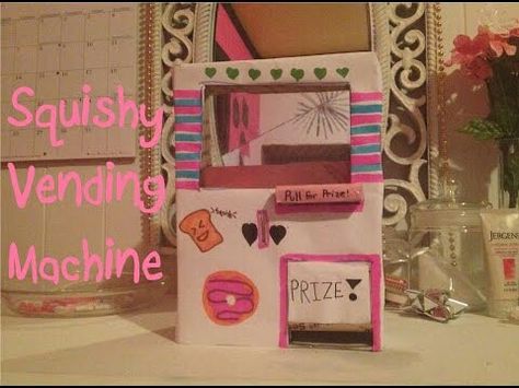 Squishies vending machine Squishy Vending Machine, Homemade Squishy, Toys Template, Squishies Diy, Paper Squishy, Paper Toys Template, American Girl Doll Crafts, Birthday Crafts, Diy Cardboard