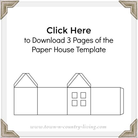 Three pages of paper house templates to download Small Paper Houses Template, Free Paper House Template Printables Free, Christmas Village Templates Free, Paper House Template Free, Paper House Template Printables Free, Paper House Printable, Aesthetic Origami, Miniature Christmas Village, Farm Printable