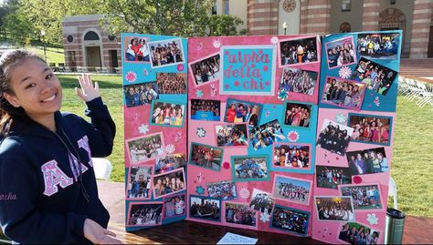 Beautiful Alpha Delta Chi trifold board! Great for sorority recruitment! Recruitment Board Ideas, Trifold Poster Board Ideas Sorority, Sorority Trifold Board, Trifold Ideas, Diy Sorority Crafts, Tabling Ideas, Adpi Recruitment, Trifold Board, National Panhellenic Conference