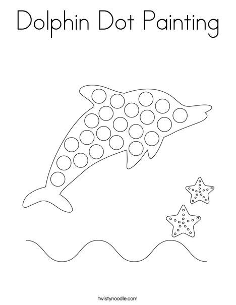 Dolphin Dot Painting Coloring Page - Twisty Noodle Ocean Dot Painting, Dolphin Crafts For Toddlers, Fish Dot Painting, Animal Dot Painting, Ocean Activities Preschool, Dolphin Craft, Ocean Commotion, Scuba Vbs, Zoo Phonics