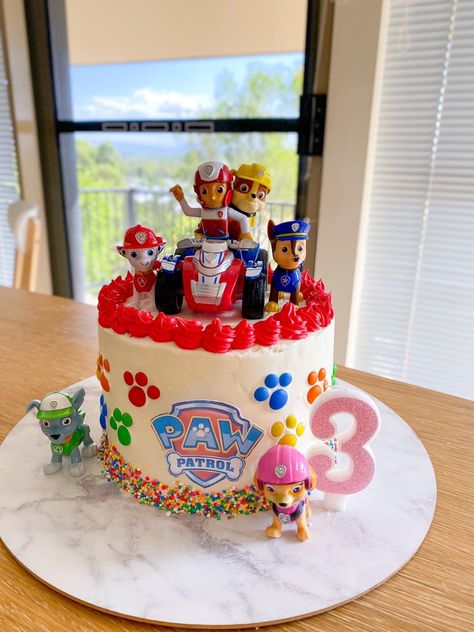 Red Paw Patrol Cake, 3rd Birthday Cake Paw Patrol, Paw Patrol Round Cake, Homemade Paw Patrol Cake, Paw Patrol Cakes For Boys, Paw Patrol Cake Ideas Boys, Paw Patrol 4th Birthday Cake, Easy Paw Patrol Cake, Diy Paw Patrol Cake