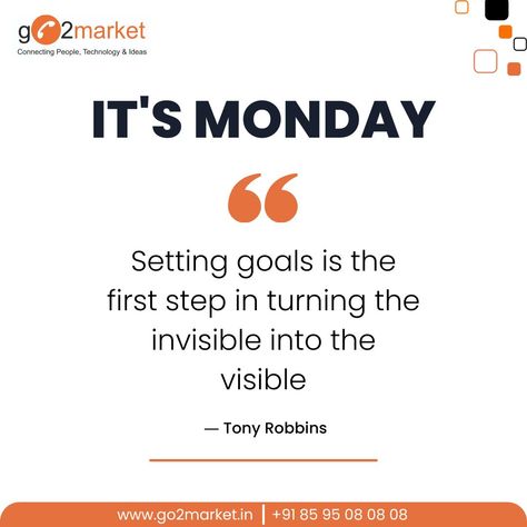 Here's a little dose of Monday's motivation from our go2market team to everyone out there. May your hard work yield results you're willing for and take you on the path of success.
#HappyMonday #MondayMotivation #PositiveVibes #Motivation #Teamwork #Strength #Success #Growth Motivation Monday, It's Monday, Tony Robbins, Setting Goals, Happy Monday, Monday Motivation, Teamwork, First Step, Hard Work