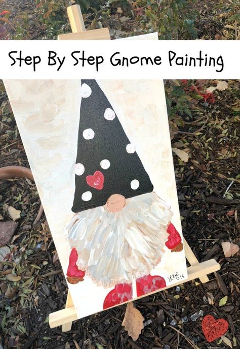 If you have been following my journey this holiday season then you are already aware of my new obsession. I LOVE gnomes. This step by step gnome painting was the first of many that I painted for gifts this year (and decorations around my home). I used acrylic paints from DecoArt (even some METALLICS) and am excited to share the steps with you. This post is sponsored by DecoArt but the ideas and opinions are my own. Supplies for Step By Step Gnome Painting and Set UpTo get started, pr… How To Paint A Gnome Step By Step, Easy Gnome Drawing Step By Step, Easy Gnome Painting, How To Paint A Gnome, Valentine Paintings On Canvas, Kids Make Christmas Ornaments, Diy Christmas Gnomes, Gnome Painting, Gnome Paint