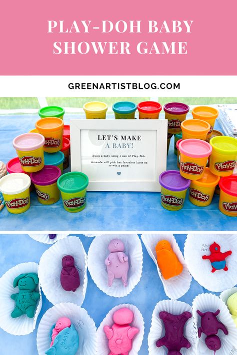 Baby Shower Games Play Doh, Play Doh Baby Shower Game, Kids Activities At Baby Showers, Kids Baby Shower Activities, Baby Shower Craft Activities, Small Baby Shower Games, Fun Baby Shower Activities, Baby Sprinkle Activities, Baby Shower Activities Not Games