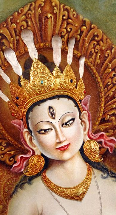 White Tara Goddess, Devi Goddess, Goddess Tara, Tara Goddess, Thangka Art, Tantra Art, Buddhist Art Drawing, Cambodian Art, White Tara