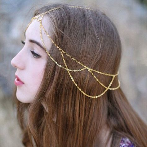 Delicate Golden Sequins Decorated Women's Hairband Head Chain Jewelry, Chain Headband, Chain Headpiece, Horn Pendant Necklace, Hair Chains, Head Chain, Metal Headbands, Head Jewelry, Tassels Fashion