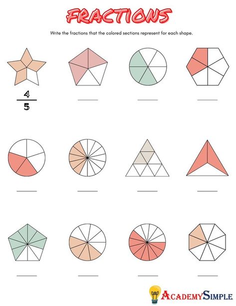 Fractions Worksheets Grade 3, Fractions Pictures, Whole Watermelon, Third Grade Worksheets, Learning Fractions, Above The Line, Teaching Fractions, 2nd Grade Worksheets, Fractions Worksheets