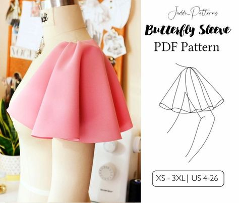 Butterfly Sleeve PDF Sewing Pattern Butterfly Sleeve Dress Pattern, God Madoka, Butterfly Sleeves Pattern, Butterfly Sleeve Pattern, Cosplay Making, Madoka Cosplay, Designs Blouse, Butterfly Sleeve Top, Sewing Tops