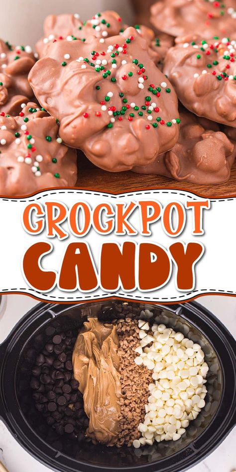 Crockpot Xmas Candy, Candy Crockpot Recipes, Crockpot Christmas Cookies, Christmas Treats Crockpot, Chocolate Peanut Butter Crockpot Candy, Christmas Baking Exchange, Last Minute Christmas Desserts, Easy Fun Holiday Treats, Candy Exchange Ideas