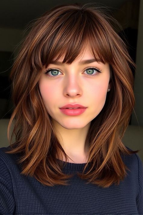 Medium-Length Hairstyles - I Take You | Wedding hairstyles | Wedding makeup | Nail Art Designs Bob With Wispy Bangs, Soft Wispy Bangs, Blonde Angled Bob, Medium Haircuts With Bangs, Hairstyles For Seniors, Long Bob With Bangs, Hair Change, Angled Bob Haircuts, Bob Haircut Curly