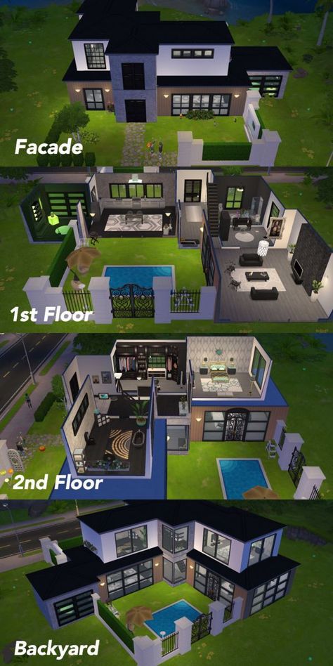 Casas The Sims Freeplay, Sims 4 Houses Layout, Rumah Minecraft Sederhana, Sims Freeplay Houses, Bloxburg House Ideas Layout, Bloxburg House Ideas 2 Floor, Minecraft House Plans, Bangunan Minecraft, Minecraft Modern