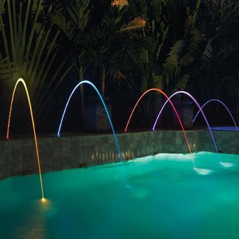 Pentair MagicStream Laminars Led Pool Lighting, Rainbow Water, Custom Swimming Pool, Pool Water Features, Portable Spa, Pool Fountain, Pool Lights, Waterfalls Backyard, Water Effect