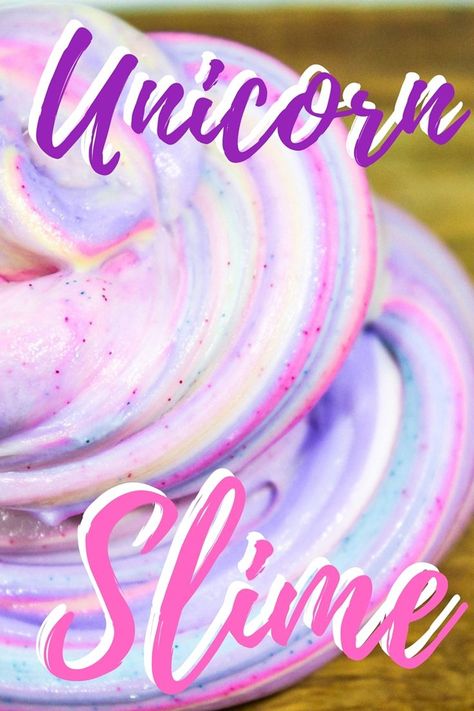 Glittery & fluffy unicorn slime recipe -- without borax. #Unicorn #Slime #UnicornSlime #SlimeRecipe #HowToMakeSlime #UnicornParty #UnicornLover #UnicornIdeas #FluffySlime #KidsActivities #UnicornBirthday Unicorn Slime Recipe, Unicorn Activities, Slime At Home, Unicorn Slime, Kid Printables, Mermaid Slime, Fluffy Unicorn, Borax Slime, Galaxy Slime