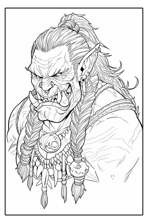 World Of Warcraft Coloring Pages, Ogre Drawing, Warcraft Drawing, Ogre Art, Wow Drawing, Gargoyle Drawing, Predator Alien Art, Warcraft Art, Art Basics