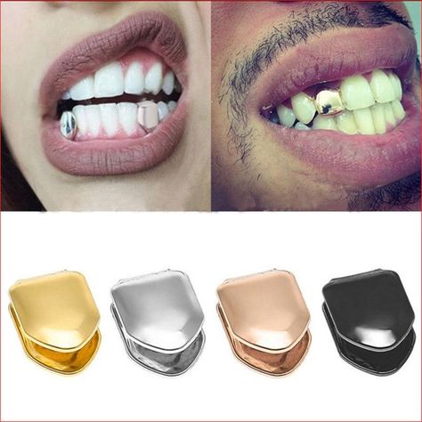 Gold Tooth Cap, Open Face Grillz, Gold Braces, Tooth Cap, Stil Rock, Bottom Grillz, Mode Hip Hop, Teeth Caps, Canine Tooth