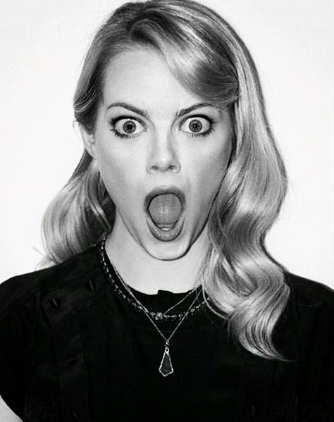 Surprised Facial Expression, Suprised Face Reference Drawing, Emma Stone Black And White, Color Photoshoot, Expressions Drawing, Facial Expressions Drawing, Surprise Face, Shocked Face, Expressions Photography