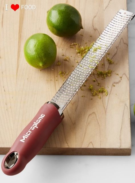 The Microplane grater originated as an excellent smoothing tool for woodworkers, which proved to be an indispensable grating tool for cooks. This version of the American-made tool quickly zests citrus fruits and grates even the hardest Parmigiano-Reggiano cheese. Microplane Grater, Citrus Fruits, Parmigiano Reggiano, Citrus Fruit, Cooking Tools, American Made, Woodworking, Cheese, Tools