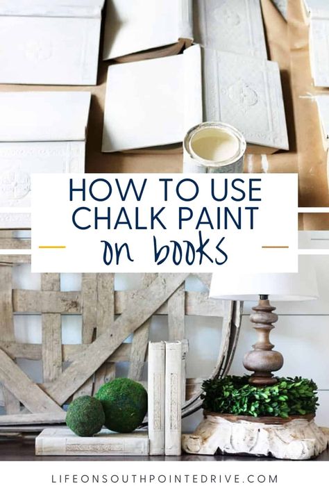 How To Make A Book Look Vintage, Painted Book Stacks, Paint Books For Decor, Painting Books For Decor, How To Paint Books For Decor, Using Books To Decorate, How To Decorate With Old Books, Spray Paint Books, How To Make Books Look Vintage