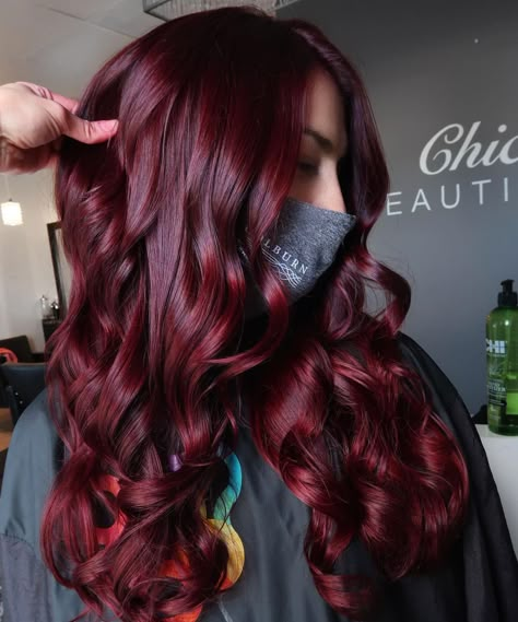 40 Top Cherry Red Hair Ideas To Try In 2024 Purple Burgundy Hair, Cherry Red Hair Color, Pelo Color Borgoña, Deep Red Hair Color, Red Hair Ideas, Red Purple Hair, Burgundy Red Hair, Red Hair Colors, Red Violet Hair