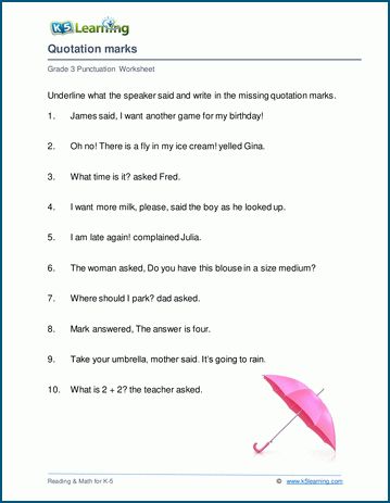 Quotation mark worksheets | K5 Learning Speech Marks Worksheet, Punctuation Worksheets, Speech Marks, Good Study Habits, Early Science, Cursive Writing Worksheets, Comprehension Exercises, Grade Spelling, The Sentence