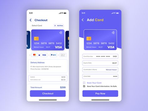 Credit Card Checkout - Daily UI 002 by Mehedi Hasan Credit Card Checkout Page, Credit Card Checkout Ui Design, Card Design Ui, Checkout Ui, Card Ui Design, Ui Cards, Ux Inspiration, Card Ui, Credit Card Design