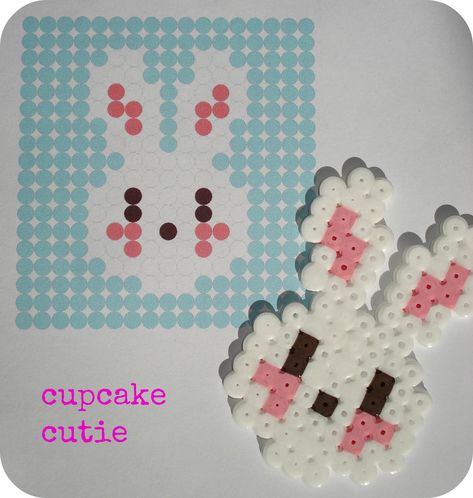 cupcake cutie: Free hama bead Bunny pattern Bead Bunny, Pixel Beads, Art Perle, Fuse Bead Patterns, Hama Beads Design, Hama Bead, Motifs Perler, Hama Beads Patterns, Lego Minecraft