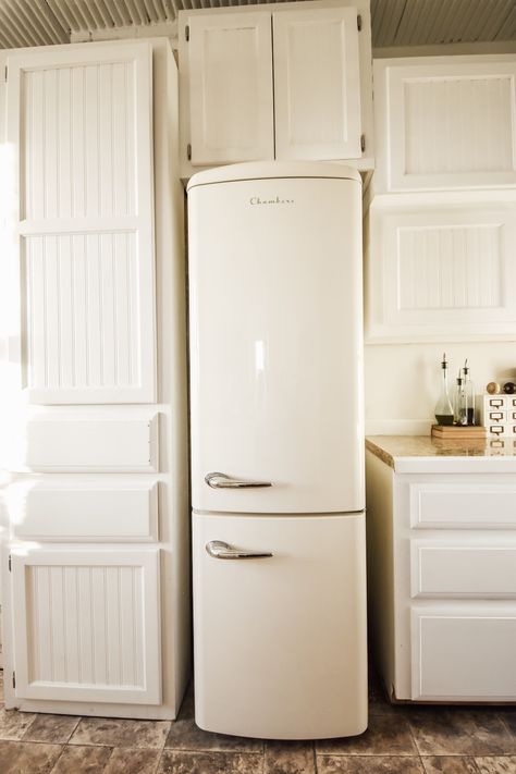 Vintage Inspired Refrigerators, Vintage Looking Fridge, White Vintage Fridge, Retro Fridge Kitchen Lowe's, Small Vintage Refrigerator, Garage Refrigerator, Retro Refrigerator, Vintage Refrigerator, Retro Fridge