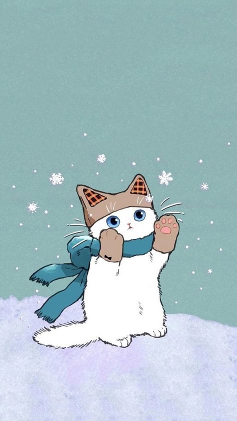 Cat Winter Wallpaper, Winter Cat Wallpaper, Christmas Cat Wallpaper, Wallpaper Gatos, Kitten Tattoo, Cats Face, Cat Phone Wallpaper, Iphone Wallpaper Cat, Cartoon Drawings Of Animals