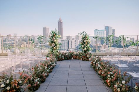 Rooftop Wedding Decorations, Rooftop Ceremony Decor, Rooftop Wedding Decor, Garden Wedding Ceremony Decorations, Rooftop Wedding Reception, Skyline Backdrop, Wedding Rooftop, Rooftop Wedding Ceremony, Whimsical Wedding Theme