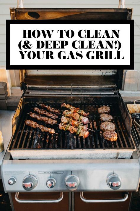 Cleaning your grill & giving it some extra love by deep cleaning it annually is one of the most important things you can do to up your grilling game! This post provides a step-by-step tutorial for how to deep clean a grill and a video to really show you how it's done. From cleaning the grill grates to the exterior, deep cleaning your grill just got a whole lot easier! Cleaning Grill Grates, Cleaning Barbecue Grill, Webber Grill, Cleaning Grill, Backyard Party Food, Clean Grill Grates, How To Clean Burners, Grill Cleaning, Burnt Food