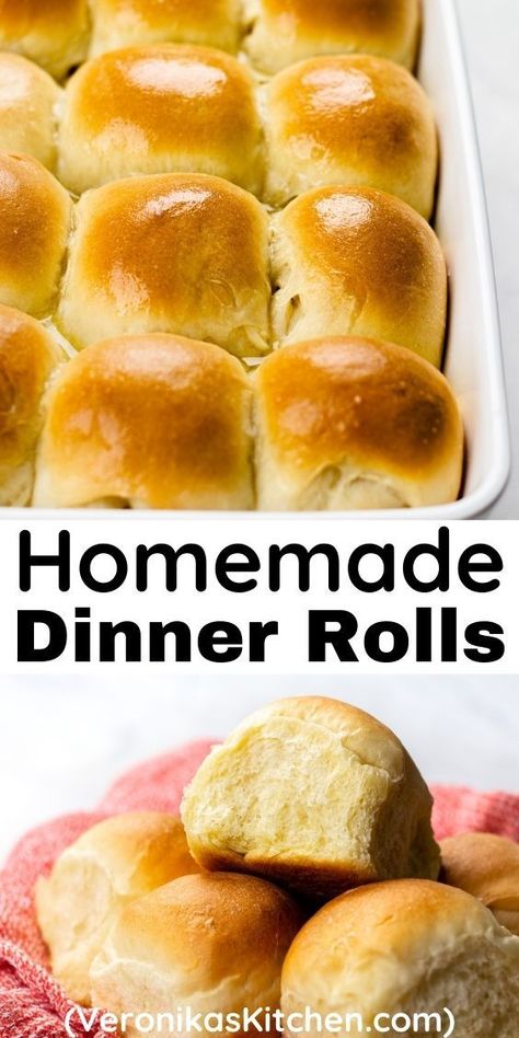 Dinner rolls in a baking pan. Parker House Rolls, Fluffy Dinner Rolls, Dinner Favorites, Honey Bread, Homemade Dinner Rolls, Yeast Rolls, Cloud Bread, Dinner Rolls Recipe, Homemade Dinner