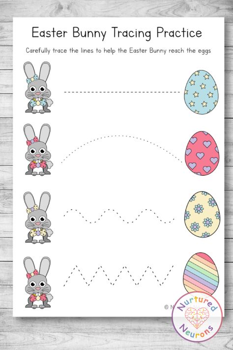 Easter Handwriting Worksheets, Easter Tracing Preschool, Easter Bunny Activities For Preschool, Easter Lessons For Preschool, Easter Worksheets Kindergarten Free, Bunny Worksheet, Easter Preschool Worksheets, Easter Curriculum, Kindergarten Easter