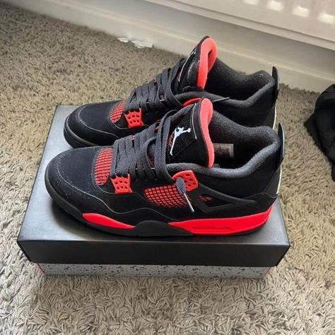 Air Jordan 4 Red thunder Red Thunder 4s, Air Jordan 4 Red Thunder, Jordan 4 Red Thunder, Jordan 4 Red, Jordan 4’s, Red Thunder, Jordan Shoes Retro, Jordan 4s, Shoes Retro