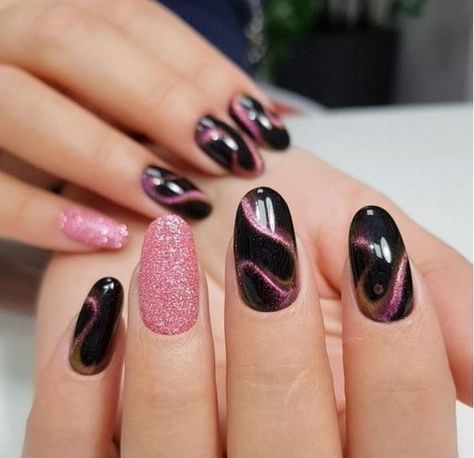 Nagel Stamping, Eye Nail Art, Special Nails, Magic Nails, Pictures Wedding, Her Nails, Pink Nail Art, Almond Shape, Cat Eye Nails