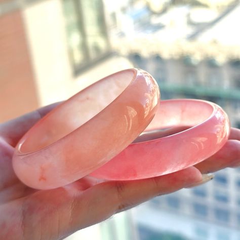 Embrace the gentle blush of admiration with our pink jade bangle, delicately veined and polished to perfection.🍊💗 #elegantblush #wearyourheart #pinkjade #summervibes #lifestyle Bracelet Aesthetic, Jade Bangle Bracelet, Pink Jade, Jade Bangle, Pretty Clothes, Jade Bracelet, Bangle Bracelet, Pretty Outfits, Bangle Bracelets