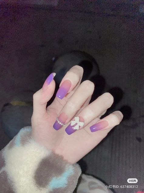 Purple Blush Nails, Aesthetic Nail, Purple Acrylic Nails, Purple Blush, Purple Acrylic, Blush Nails, Really Cute Nails, Acrylic Nails Coffin Pink, Purple Design