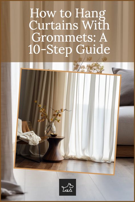 "Master the elegance of grommet curtains with "How to Hang Curtains With Grommets: A 10-Step Guide." Our detailed steps demystify the hanging process, leading you to a sleek and modern window display. Whether you're refreshing a room or setting up a new space, this guide ensures your grommet curtains are hung to perfection." How To Hang Grommet Curtains, Hanging Grommet Curtains Ideas, Grommet Curtains Living Room, Curtains Without Drilling, Curtains With Grommets, Contemporary Window Treatments, How To Hang Curtains, Contemporary Window, Curtain Grommets