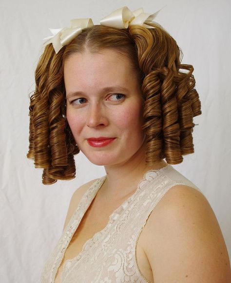 Victorian Wigs, Hair Pieces | Victorian Hair Jewelry Hairstyle 1940, Ringlets Hair, Ringlet Curls, 40s Hairstyles, Historical Hairstyles, Kanekalon Hairstyles, Victorian Hairstyles, French Maid, French Hair