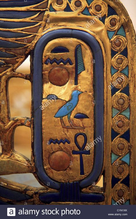 Download this stock image: Egypt, Cairo, downtown, Egyptian museum, a cartouche - C1N1XK from Alamy's library of millions of high resolution stock photos, illustrations and vectors. Egyptian Gold, Ancient Egyptian Artifacts, Egyptian Museum, Egyptian Artifacts, Ancient Egypt Art, Old Egypt, Egyptian Style, Throne Chair, Egyptian Hieroglyphics