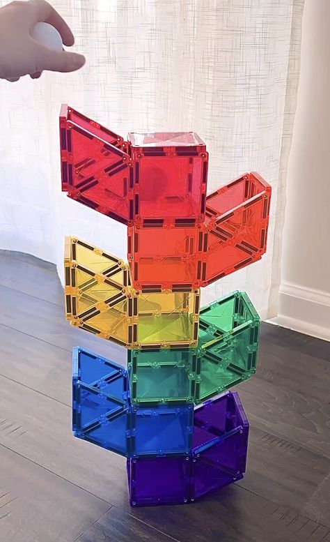 Toddler Activities With Magnatiles, Magnetic Tiles Building Ideas, Magna Tiles Ball Run, Magnatile Marble Run, Magtiles Ideas, Magnatile Builds, Magna Tiles Ideas For Kids, Magnet Tiles Building Ideas, Magnetic Tiles Ideas