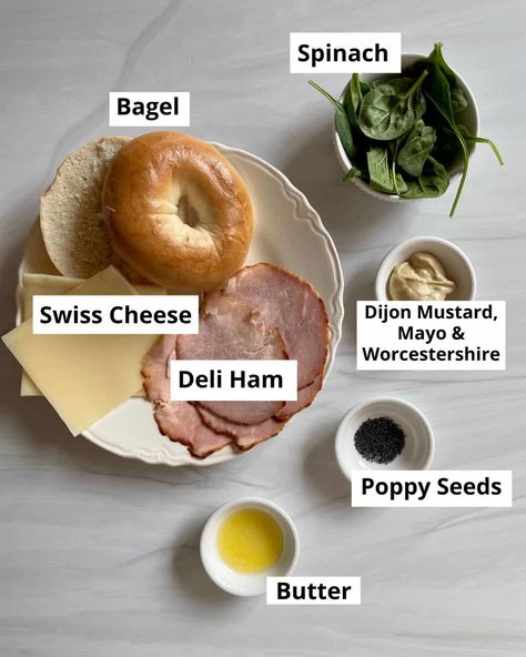 Ham Bagel Sandwich, Ham And Cheese Bagel Sandwich, Easy Ham Sandwiches, Ham Bagel, Bagel Sandwich Lunch, Bagel Sandwich Ideas, Bagel Sandwich Recipes, Bagel Sandwiches, Bagel Thins