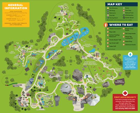 Omaha's Henry Doorly Zoo and Aquarium Map and Brochure (2019 - 2023) | ThemeParkBrochures.net Henry Doorly Zoo Map, Zoo Sign, Zoo Exhibit, Omaha Zoo, Theme Park Map, Zoo Coloring Pages, Zoo Map, Planet Zoo Inspiration, Animal Enclosures