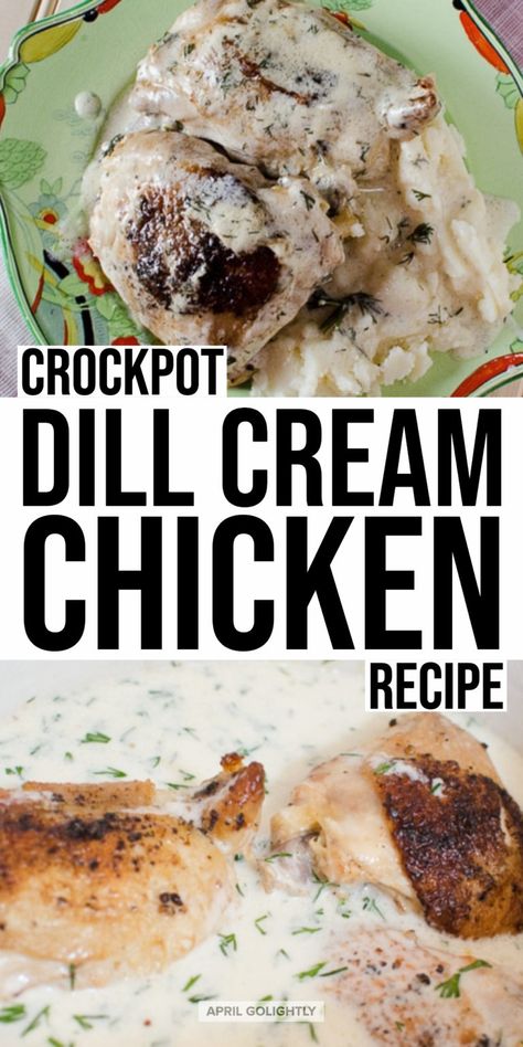 Crockpot Chicken Creamy Dill Sauce Chicken With Dill Sauce, Dill Sauce For Chicken, Dill Chicken Recipes, Ibd Recipes, Cream Chicken Recipes, Dill Chicken, Dill Recipes, Creamy Dill Sauce, Easy Crockpot Chicken