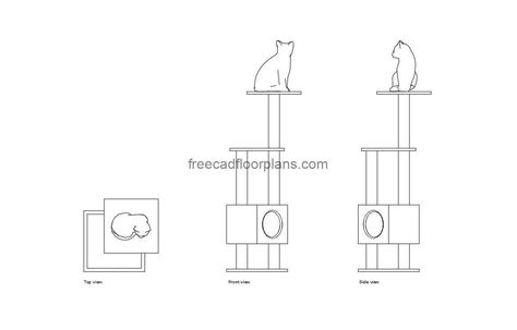 Cat Tree - Free CAD Drawings Cat Tree Drawing, Cat On Tree, Pool Houses Plans, House Plans Design, Floor Plans House, Tree Doodle, One Storey House, Swimming Pool House, 2 Bedroom House Plans